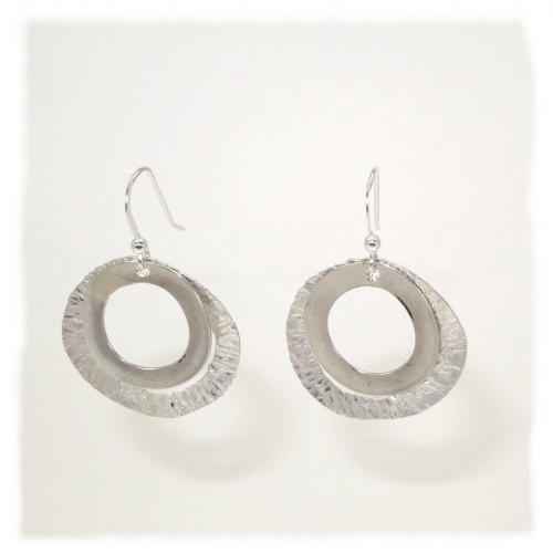 Twin ring silver earring